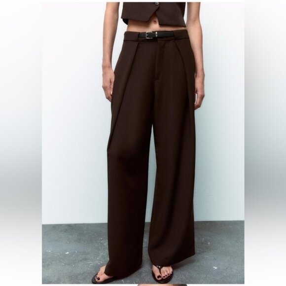 ZARA PLEATED PANTS WITH BELT - Picture 4 of 8